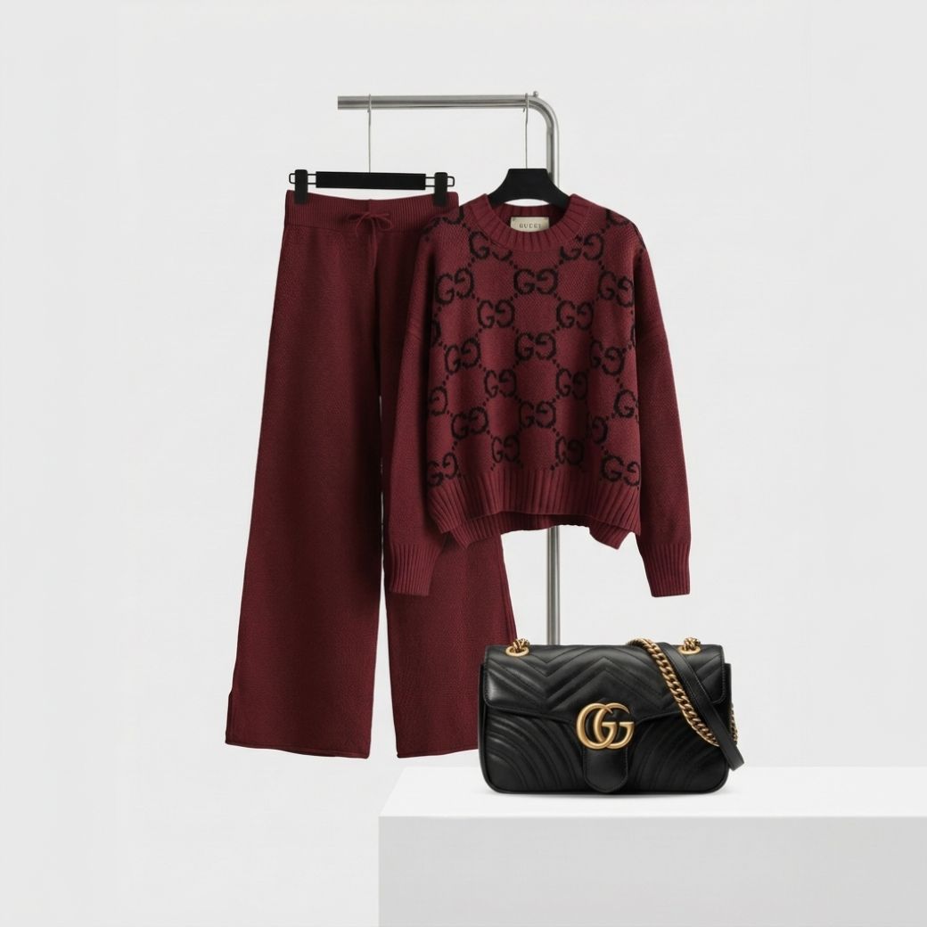 Cozy Luxe Knit Ensemble & Chain Bag