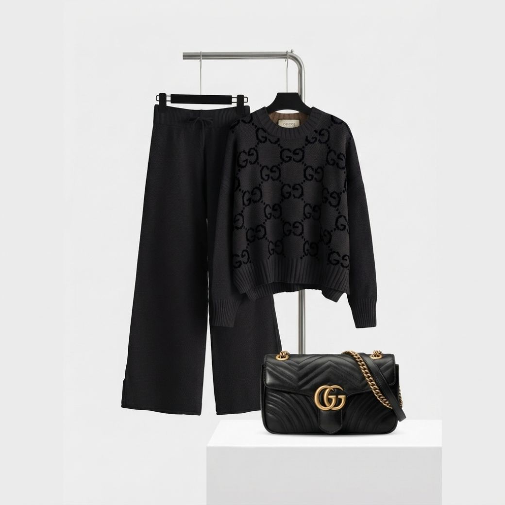 Cozy Luxe Knit Ensemble & Chain Bag