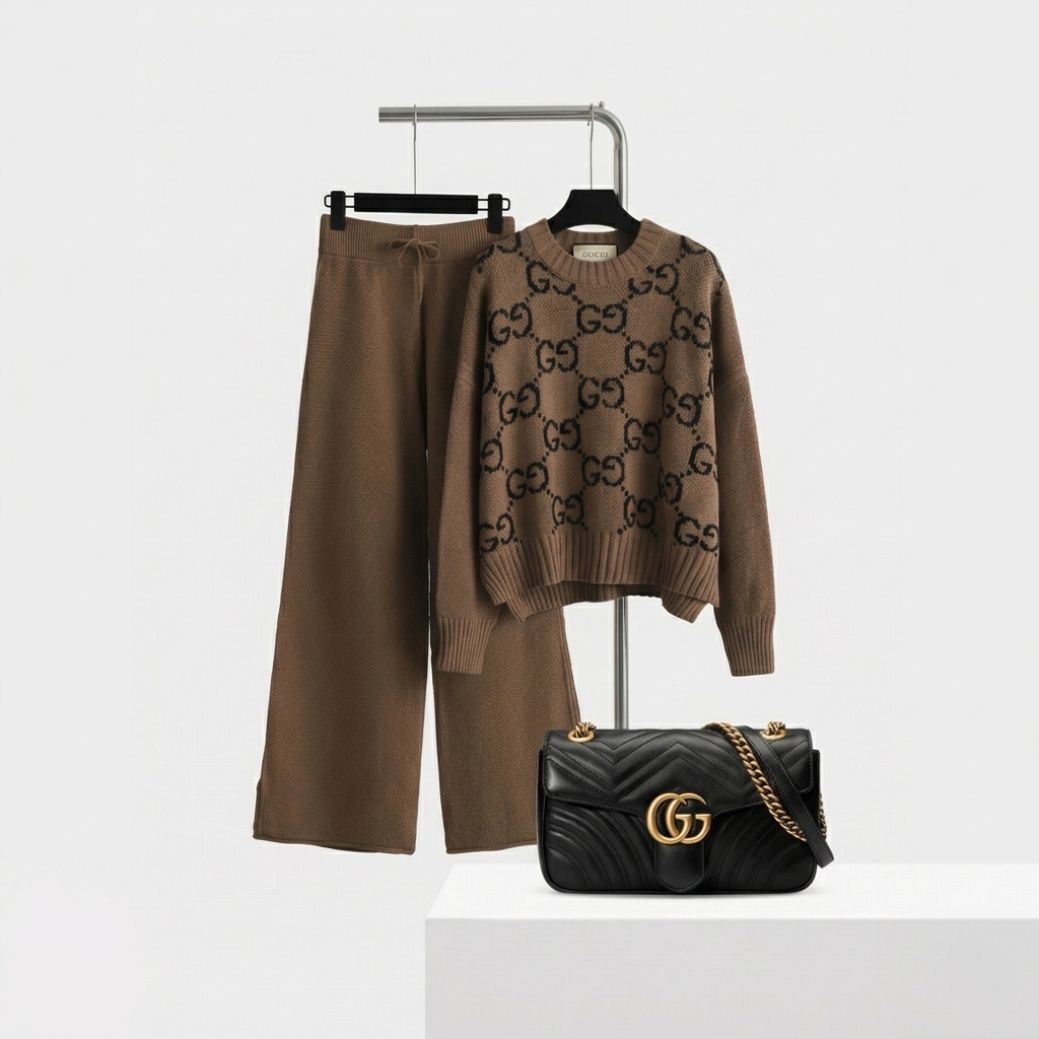 Cozy Luxe Knit Ensemble & Chain Bag